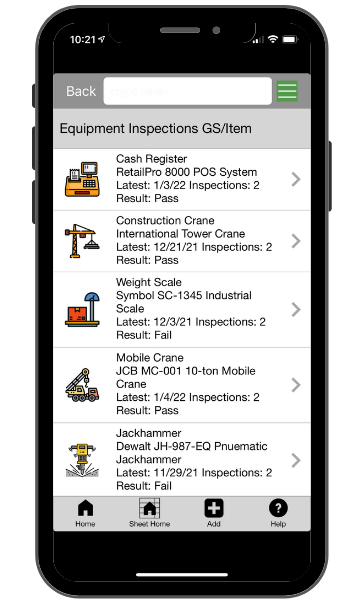 Equipment Inspection app template